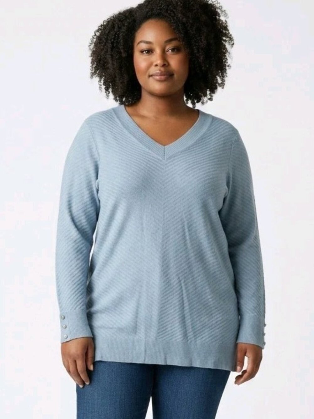 Simply Noelle Womens XXL Blue Tunic Sweater V-Neck Long Sleeve Tunic Length NWOT
